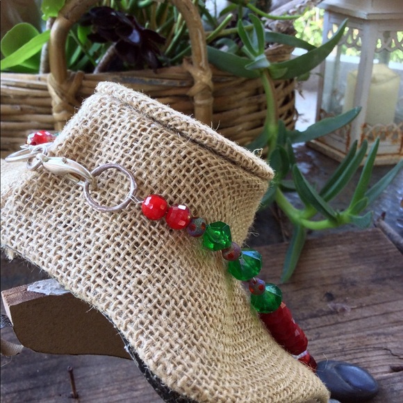 Christmas Red Crystal Glass Beads Artisan Blown Glass Custom Cross Necklace - Picture 3 of 8